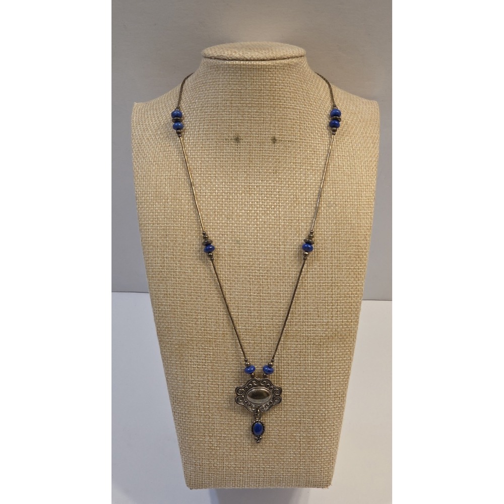 Vintage Carolyn Pollack Quality Turquoise Lapis Lazuli Sterling Silver Necklace